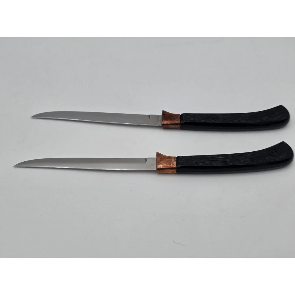 Wilshire Ltd. Steak Knife Pair  Stainless Steel Copper Set Of 2 Vintage Black